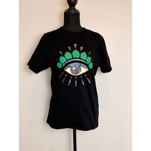 Kenzo Paris Womens Black Eye Graphic T-Shirt Short Sleeve Small Cotton Tee